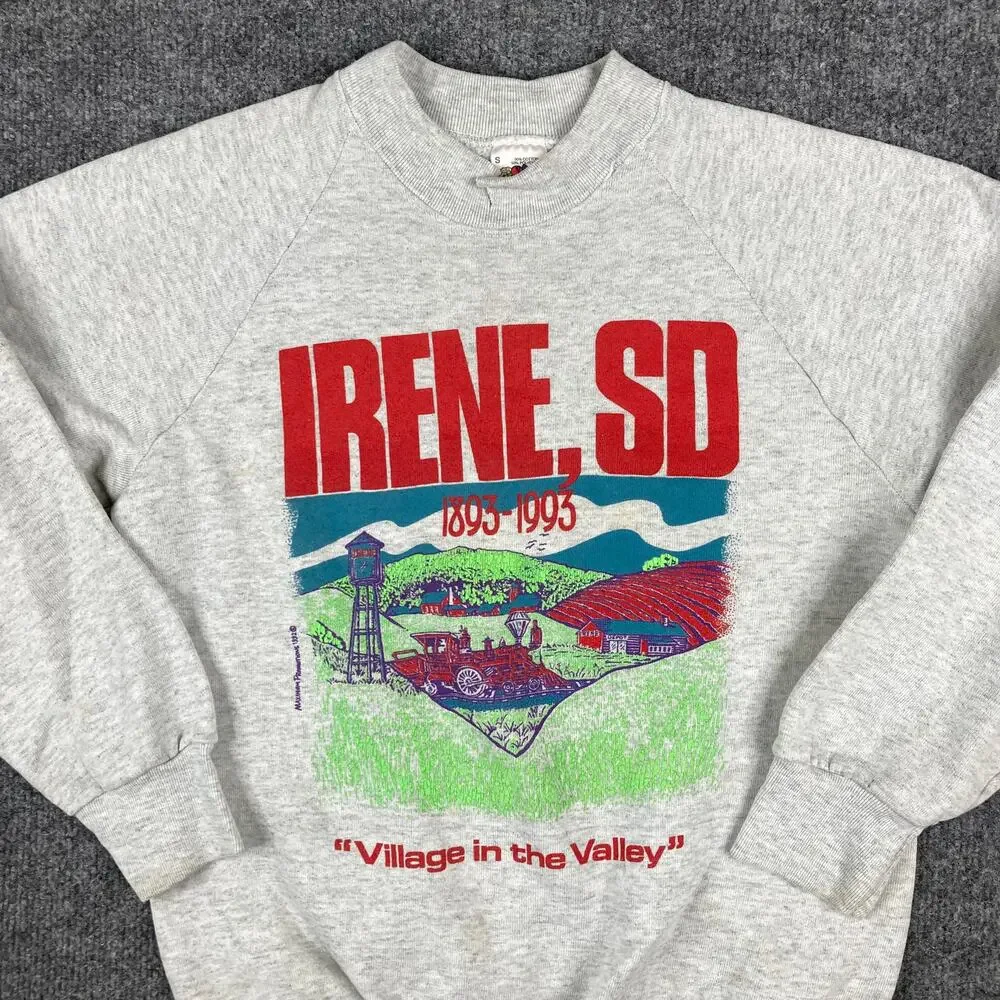 Fruit of the Loom Sweatshirt Boys S Gray USA Vintage Irene SD 1893 Graphic
